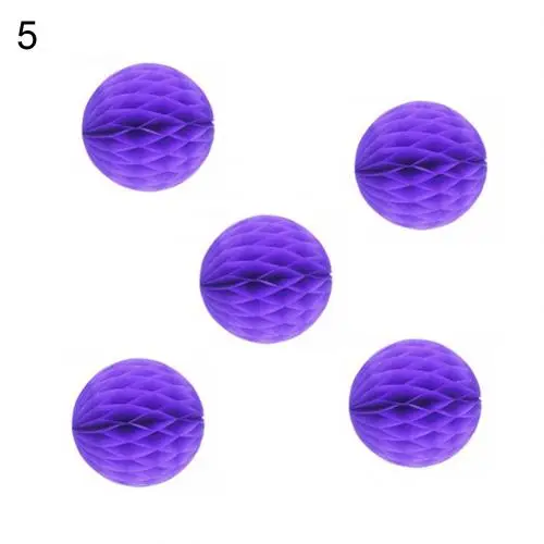 5Pcs 6inch Solid Color Tissue Paper Pompom Ball Hanging Wedding Party Home Holiday Decor - Цвет: Light Purple