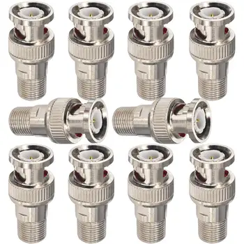 

10 Pcs BNC to F Adapter BNC Male to F Female Coax RF Connector RG6 RG59 Metal Adapter Connectors Video and Headend Application