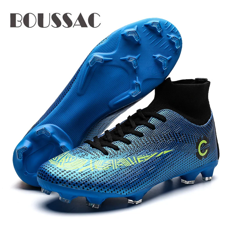 

BOUSSAC Football Boots Man Soccer Shoes Artificial Grass Original TF/FG Superfly High Ankle Kids Crampons Outdoor Cleats Shoes