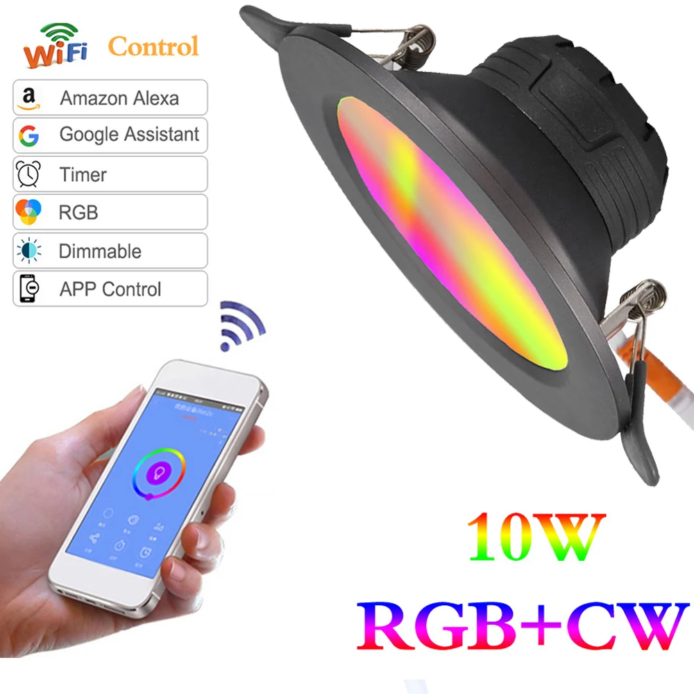 WiFi умный светильник светодиодный потолочный светильник 10 Вт цветной RGB Wake-Up совместимый с Alexa и Google Assistant