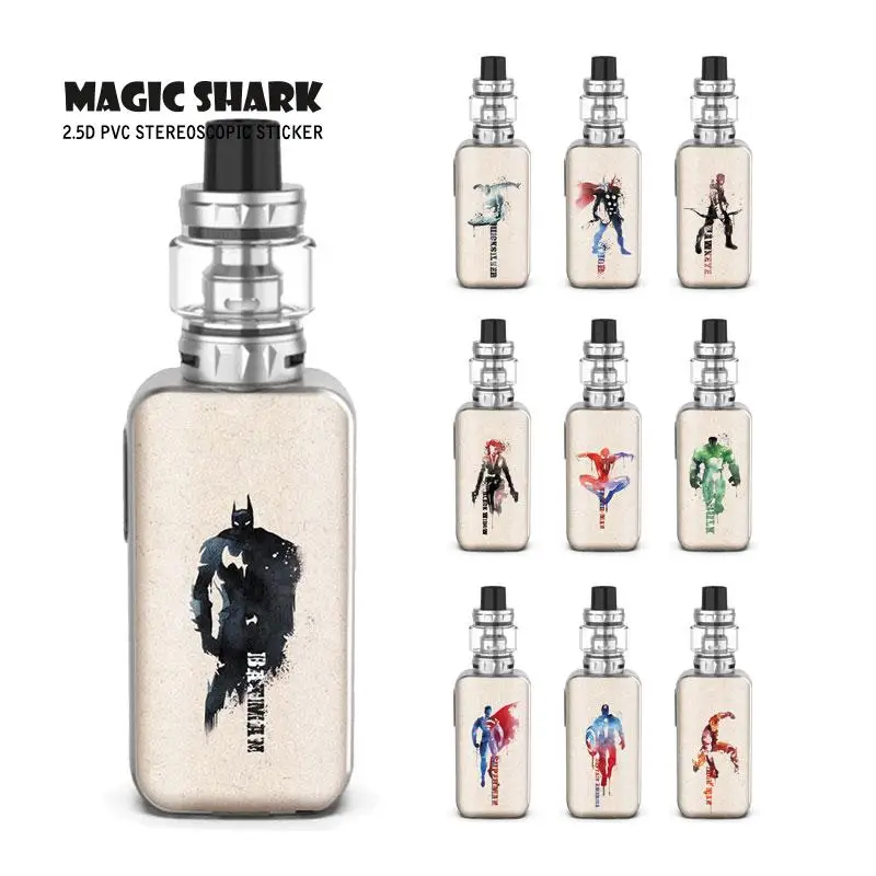 

Magic Shark Iron Man Superman Spider Man Captain American Batman Stereo Case Sticker Skin Film for Vaporesso Luxe S 018-027
