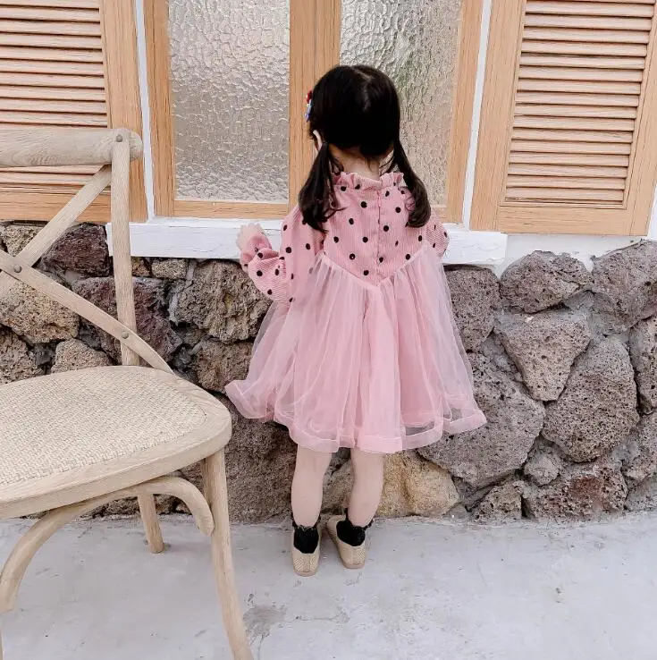 Стиль девушки платье В лоскутном стиле Модные CottonMesh осенние платья для девочек От 1 до 6 лет PZ529