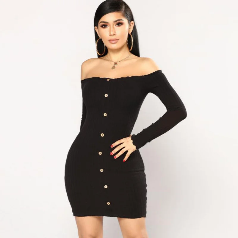 Летнее платье 2018 Kylie Jenner серые платья футляр с открытыми плечами длинным рукавом