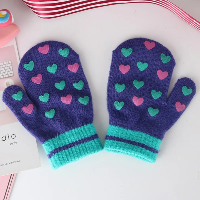 WARMOM Boys Girls Winter Warm Gloves 0-4 Years Kids Gloves Children Knitted Stretch Mittens Cartoon Kawaii Full Finger Gloves