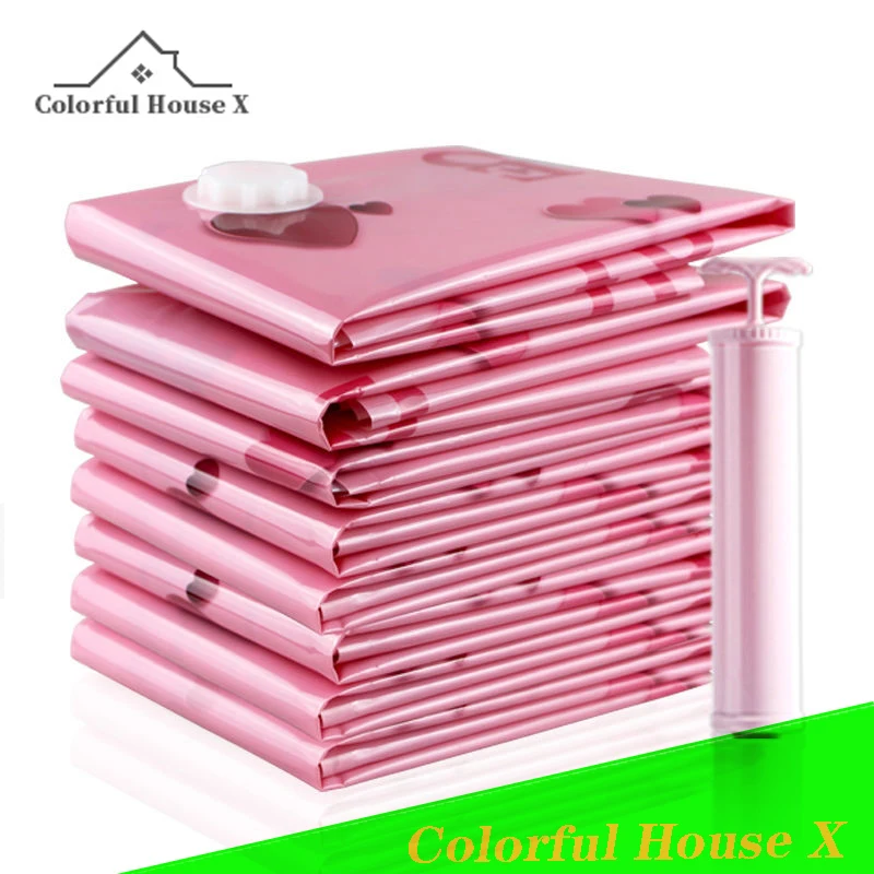 

Vacuum Compression Bag High Capacity Clothing Quilt Storage Bag Travel Clothes Hand-Rolled Sack Air Extraction To Save Space Red