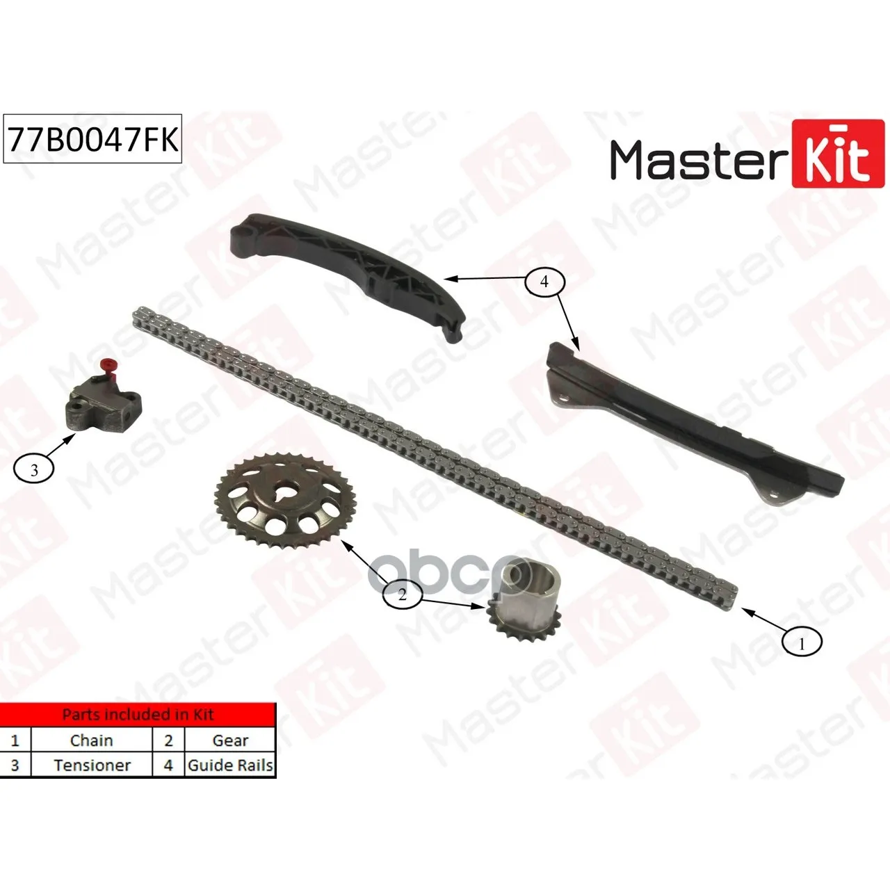 Комплект Цепи Грм Toyota:1.0i 1kr-Fe 05- MasterKit арт. 77B0047FK