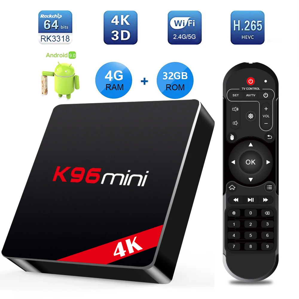 K96 Мини Android Tv Box RK3318 4G32G 2,4G/5G WIFI100M SetTopBox HD Netflix Youtube 4kMediaPlayer VS H96/AM6/X96/H96/TX3 Tv Box