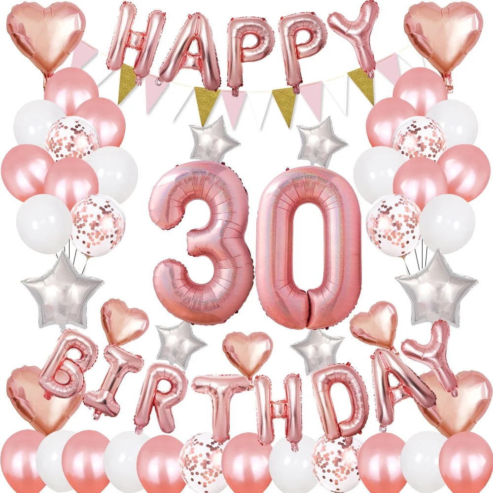 

Набор воздушных шаров для дня рождения, украшение для 30-летвечерние, 40-дюймовый шар с цифрами, комбинация 16-дюймовых шаров для дня рождения