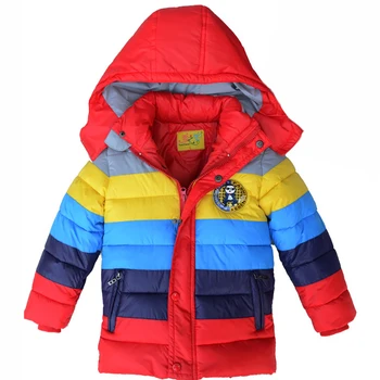 

Rainbow Striped Winter Down Coat for Boys and Girls Warm Outwear Hooded Jacket Kids Fashion Hoodie Autumn Casual Parkas Clothing