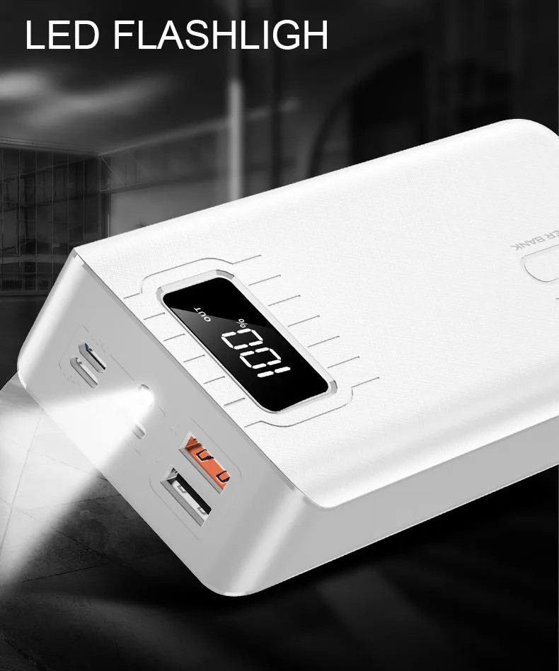 Внешний аккумулятор 30000 мАч TypeC Micro USB QC Быстрая Зарядка Внешний аккумулятор светодиодный дисплей портативное Внешнее зарядное устройство для телефона планшета