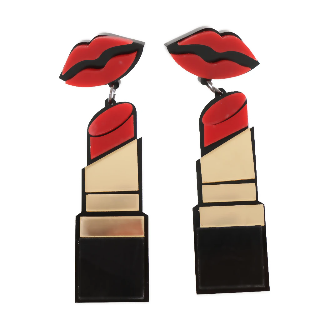 Red Lipstick Earrings Woman's Fashion Dangle Earrings Hiphop Party