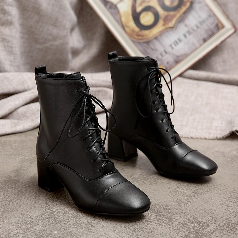Женская обувь; туфли-лодочки; кожаные ботинки на шнуровке с круглым носком; Женская обувь в римском стиле; зимние ботинки; Цвет черный, белый; ; k435