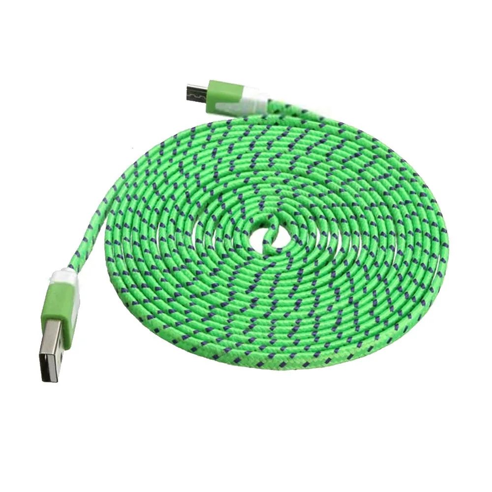 EPULA 3M мини Usb кабель микро USB быстрое зарядное устройство данных для планшета мобильного телефона тканевый Плетеный плоский кабель USB удлинитель мобильного телефона - Цвет: Зеленый