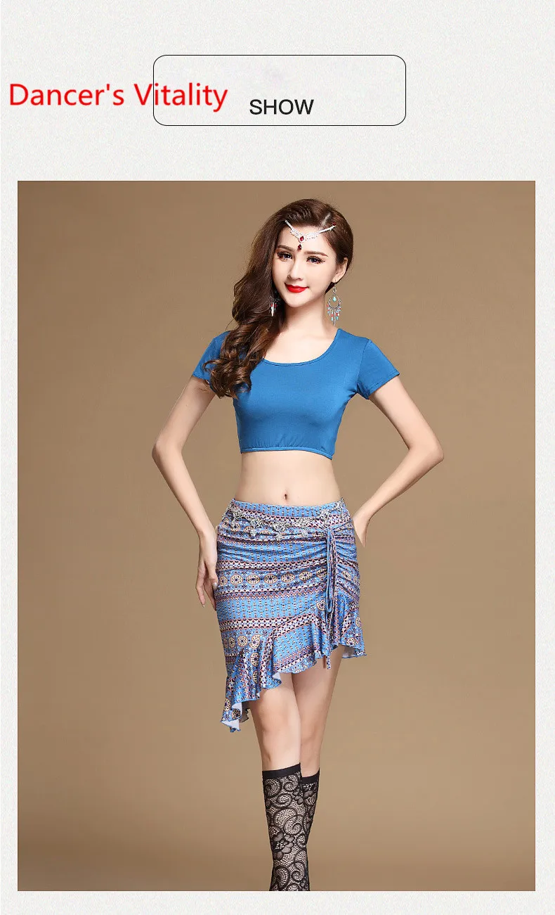 Belly Dance Practice Clothes Women Beginners Short Sleeve Cropped Top Skirt Oriental Indian Dancing Performance Training Costume