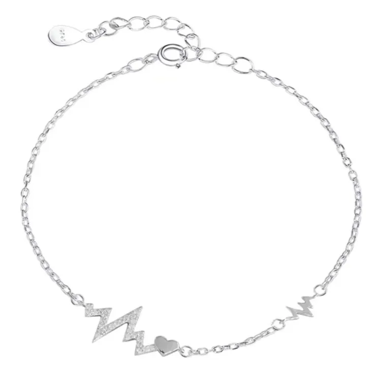 

S925 Sterling Silver Lightning Delicate Heart Bracelet