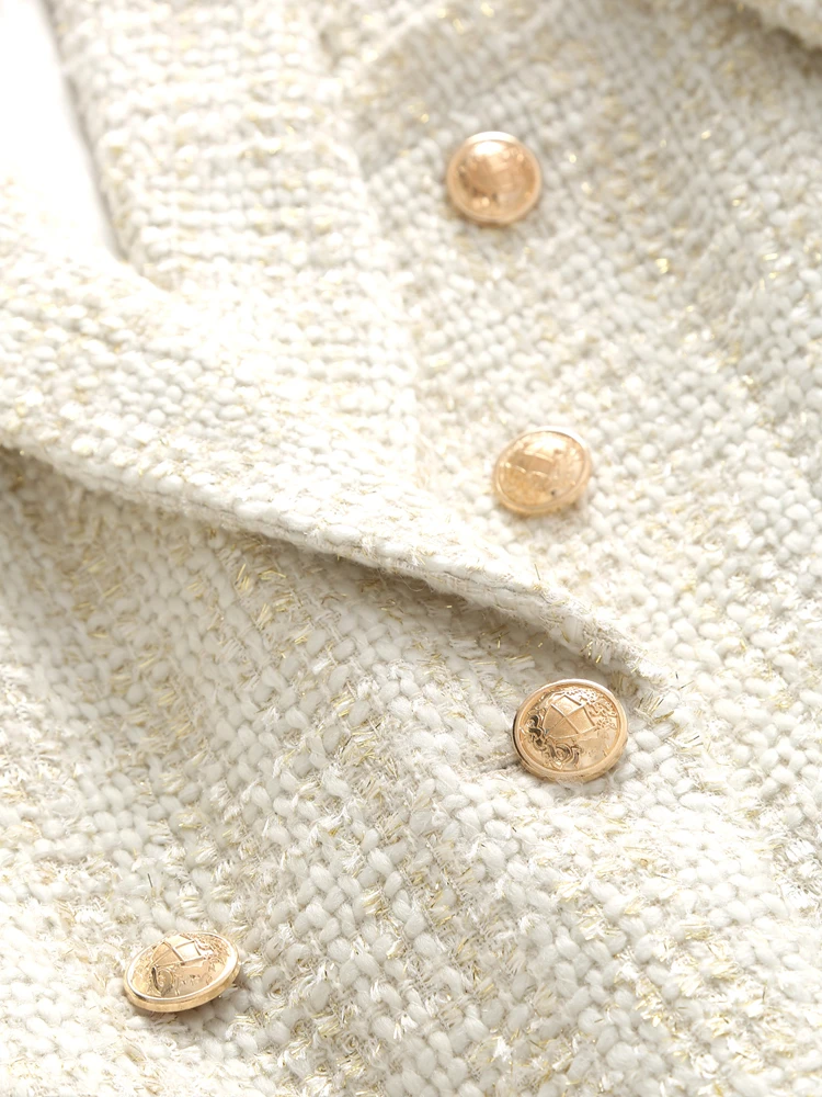 New suit female short paragraph autumn and winter retro tassel pearl buckle weaving ladies rough tweed jacket