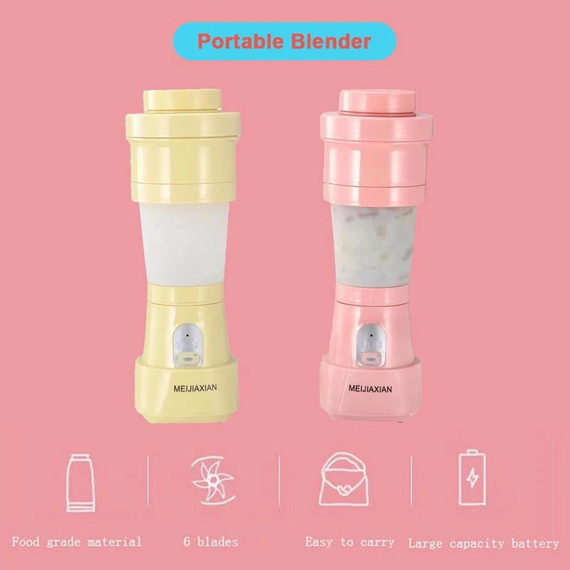 Folding Juice Blender Portable USB Juicer Cup Mixing Machine Smoothies Baby Food Fruit Mixer Kitchen Tool Yellow