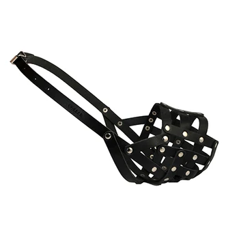 

COLLAR Muzzle for dogs leather soft black number 4 Rottweiler (dog) Collar