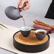 Китайский чайный набор кунг-фу, высококачественная черная керамика, один горшок, две чашки, керамический поднос для хранения воды/портативный чайный сервиз для путешествий