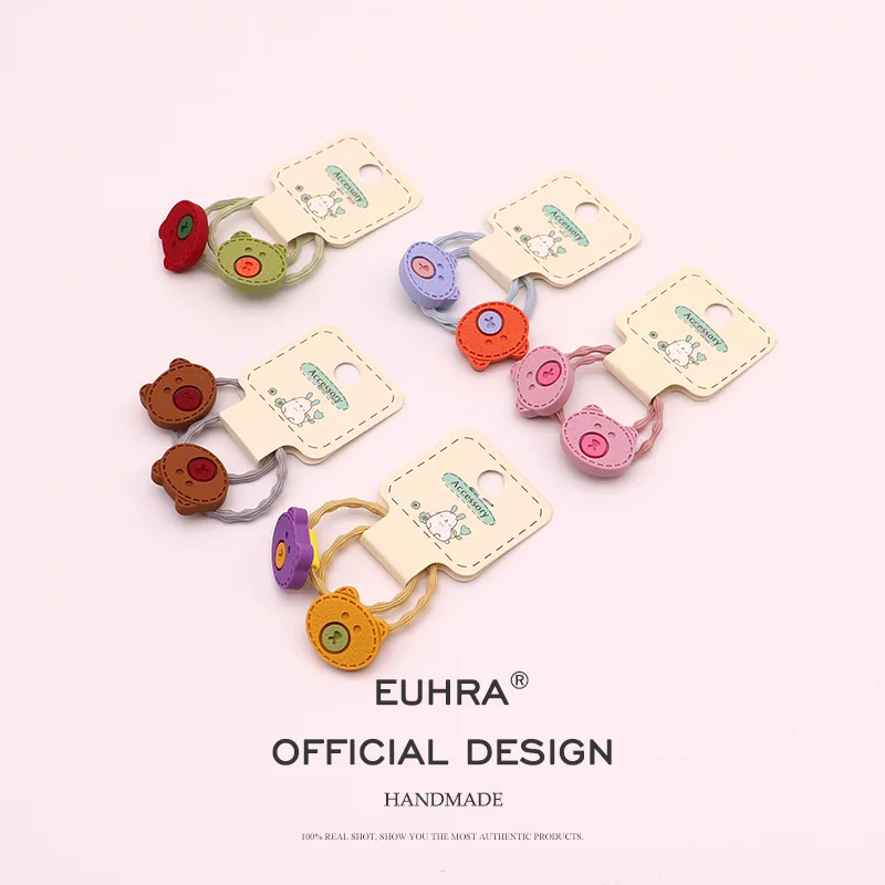 EUHRA 10 шт. несколько цветов смешивания Красивые эластичные ленты для волос Детские конский хвост держатель аксессуары для волос для девочек - Цвет: 10pcs Bears