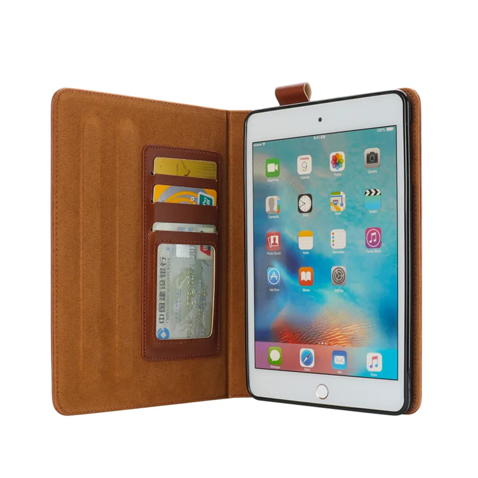 Роскошный чехол из искусственной кожи для Ipad Mini 1 2 3 4 ретро портфель Авто Пробуждение держатель для сна Подставка откидная крышка для Mini 1 2 3 4