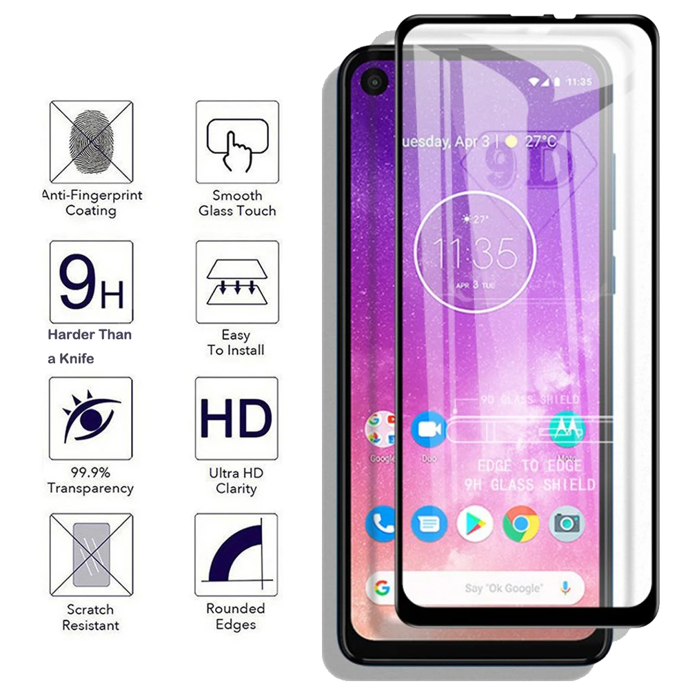Для Motorola One Action Vision 9D полная защита экрана из закаленного стекла для Motorola One Vision полная защита от царапин пленка