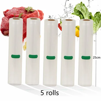 

BPA FREE 5 Rolls/Lot Home Kitchen Food Vacuum Bag For Vacuum Sealer Storage Bags Food Fresh Keeping Packer 25cm*500cm