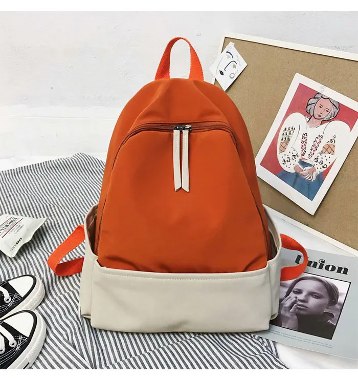 DALFR Ladies Canvas Backpack Stitching Large Capacity High Quality Student Casual Wild Travel Backpack Girls Zipper Schoolbag