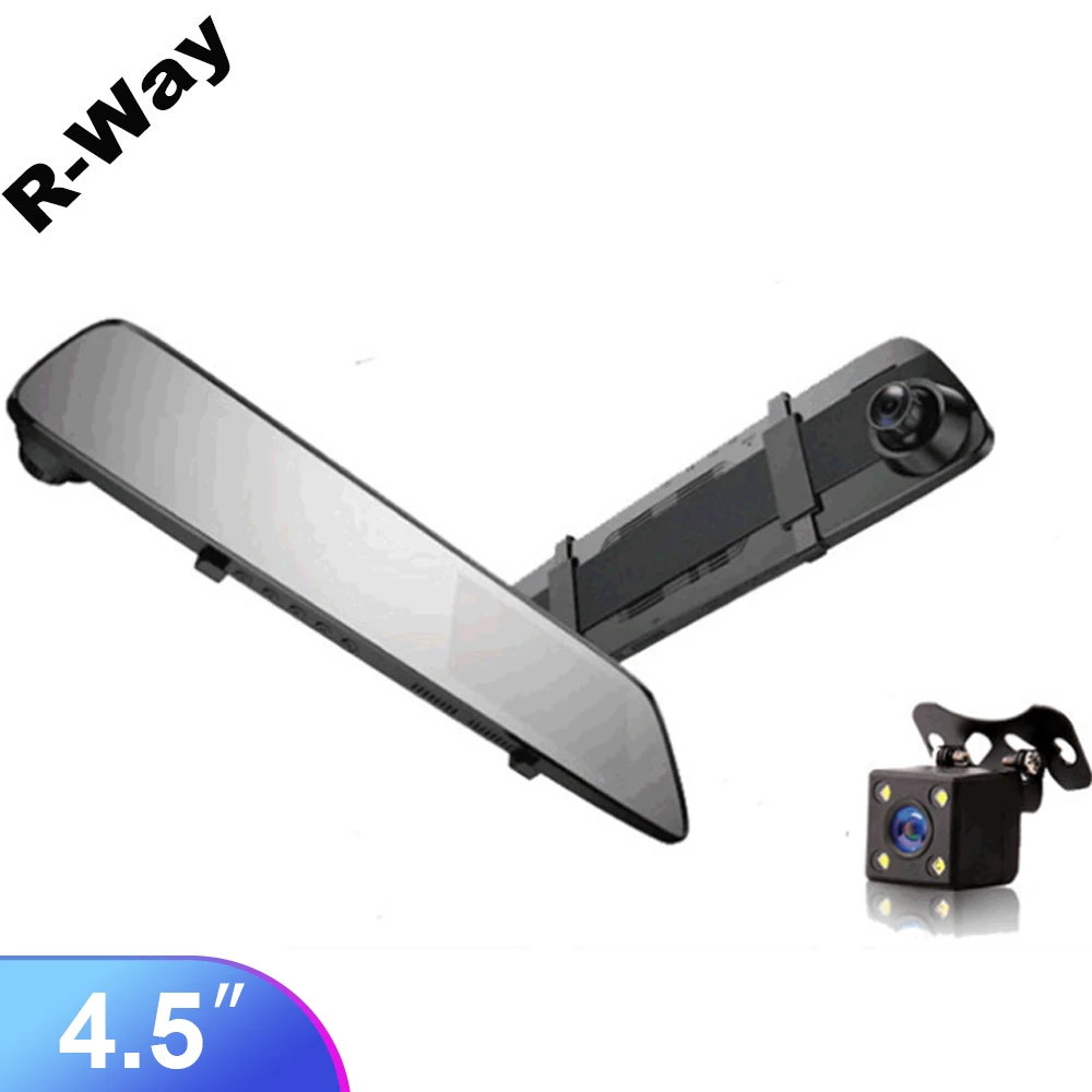 R Way Автомобильный видеорегистратор FHD 1080P 4 5 дюймовый зеркальная камера двойной