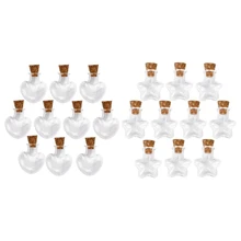 Качество 20 шт Мини Стеклянная бутылка желаний пробковая бутылка, 10 шт Четырехугольная звезда и 10 шт персиковая форма