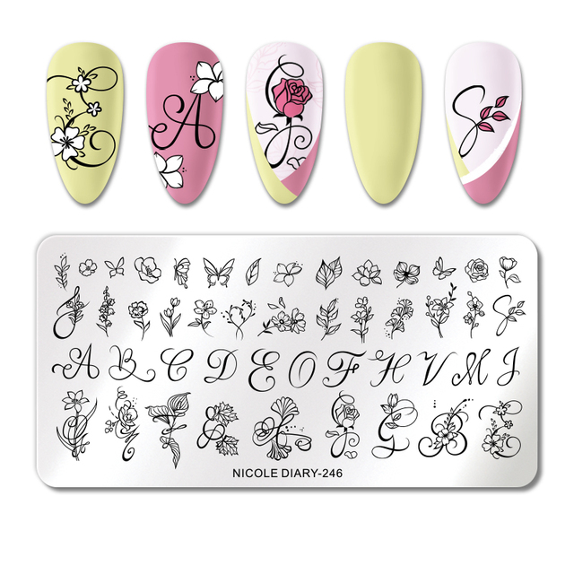 DIARY Leaves Nail Stamping Plates Abstract Flower Line Dot Point Image Stamp Templates Printing Stencil Tools