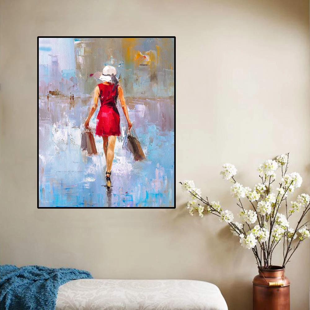 Laeacco Figure Painting Girl  Canvas Painting & Calligraphy Posters and Prints Wall Art Pictures for Living Room Home Decoration
