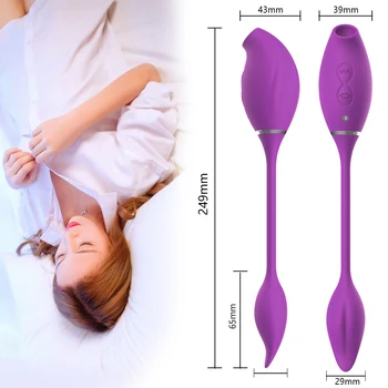 Rose Vibrator Clitoral Sucking Toys with Vibrating Egg Butt Plug Clit Sucker 2 In 1 G spot Stimulator Sex Toys for Women Couples 2