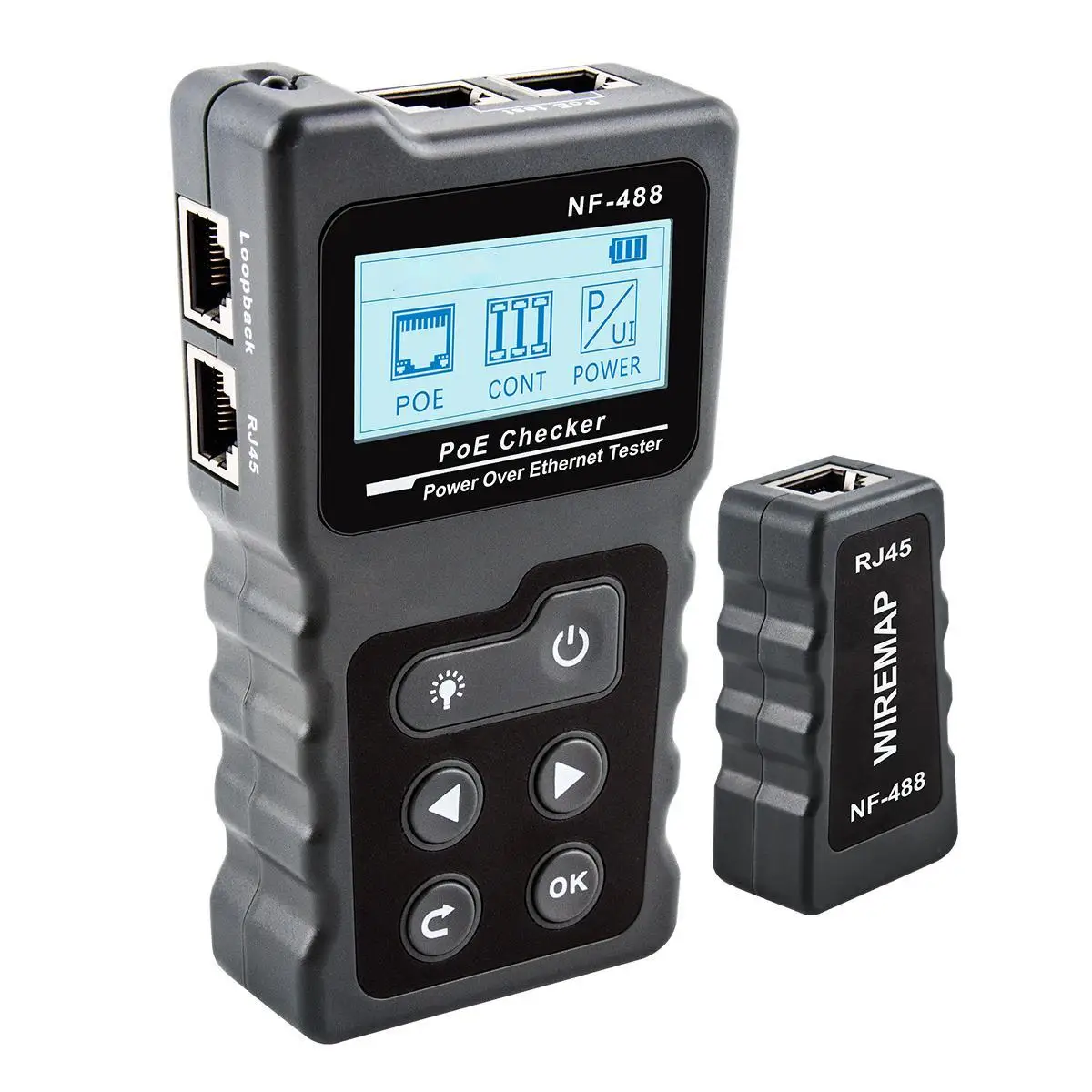 

Noyafa Стандартный тестер PoE, проверка встроенного питания по сети Ethernet, тестер напряжения и тока кабеля RJ45, сетевой инструмент, петля назад