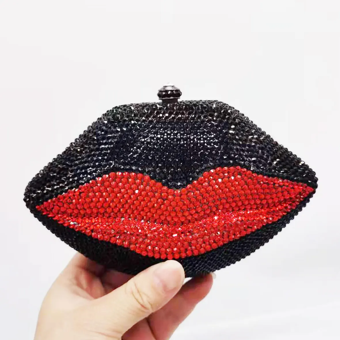 LaiSC Diamond studded Patter Clutch Crystal Party Bag Evening Dress Red