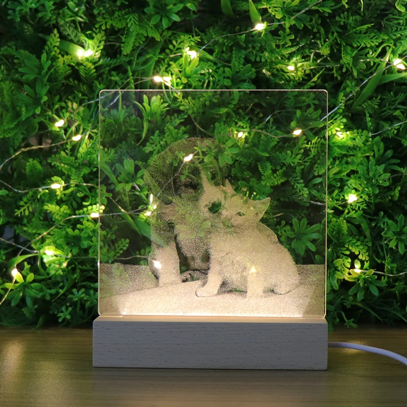 Индивидуальный креативный подарок для детский ночник 3D Акриловый светодиодный лист деревянная основа