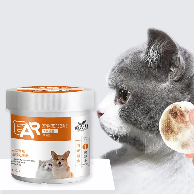 

New Product Pet Products Pet Ear Wipes 130 / Piece Dog Ear Mite Removing Earwax Cat Cleaning Ear Deodorant Pet Wipes
