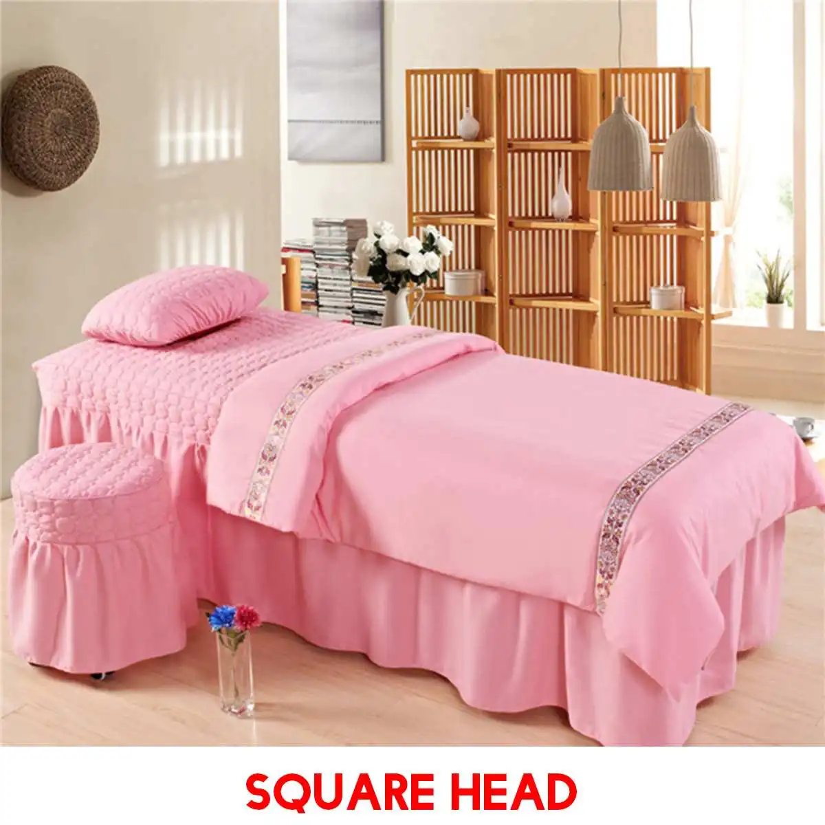 4 шт./компл. короткое красивое покрывало для гостиной пододеяльник, наволочки, чехол для стула, покрытие из полиэстера/хлопка - Цвет: pink Square head