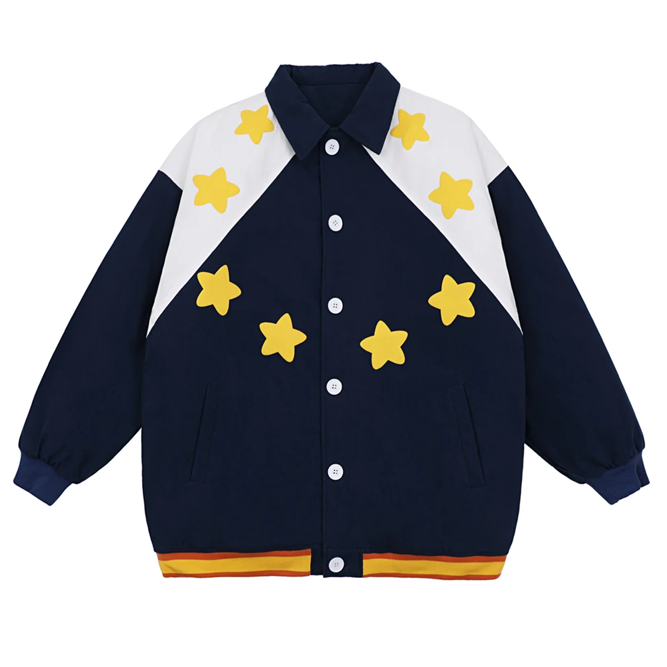 

LACIBLE Vintage Star Pattern Varsity Jacket Coat Men Women Streetwear Harajuku Winter Thick Cargo Jacket Baseball Coats Loose