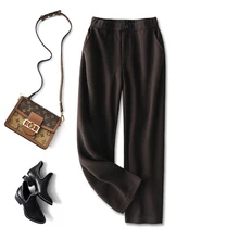 SHUCHAN Wide Leg Pants  Korean  Women Clothing  High Fashion  Winter  Office Lady  Elastic Waist  Women Bottoms Pants