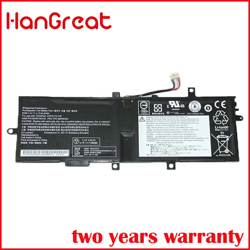 HanGreat Новый SB10F46442 Аккумулятор для ноутбука Lenovo ThinkPad спирали 2 00HW004 00HW005 00HW010 00HW011