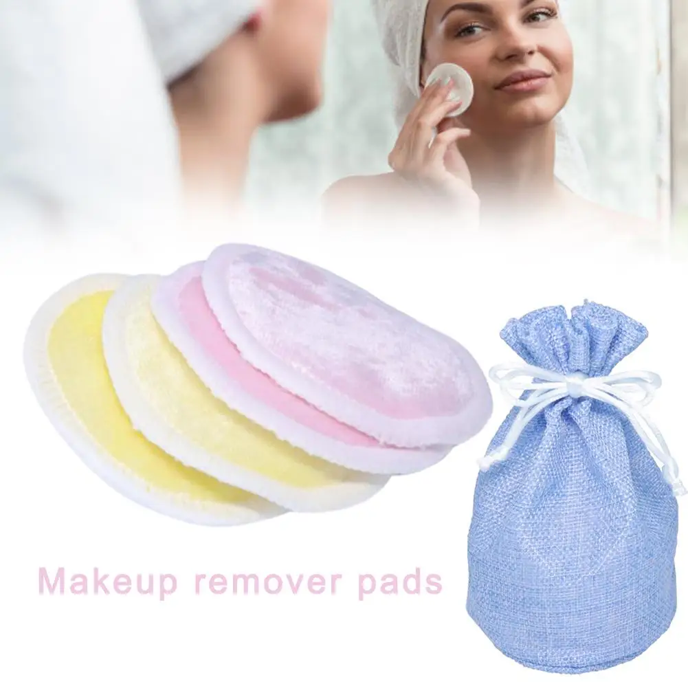 4 Pcs Reusable Makeup Remover Pads Cotton Pads Face Face Cleaner And Eyes Make Up Remover For All Skin Types1 Storage Bag