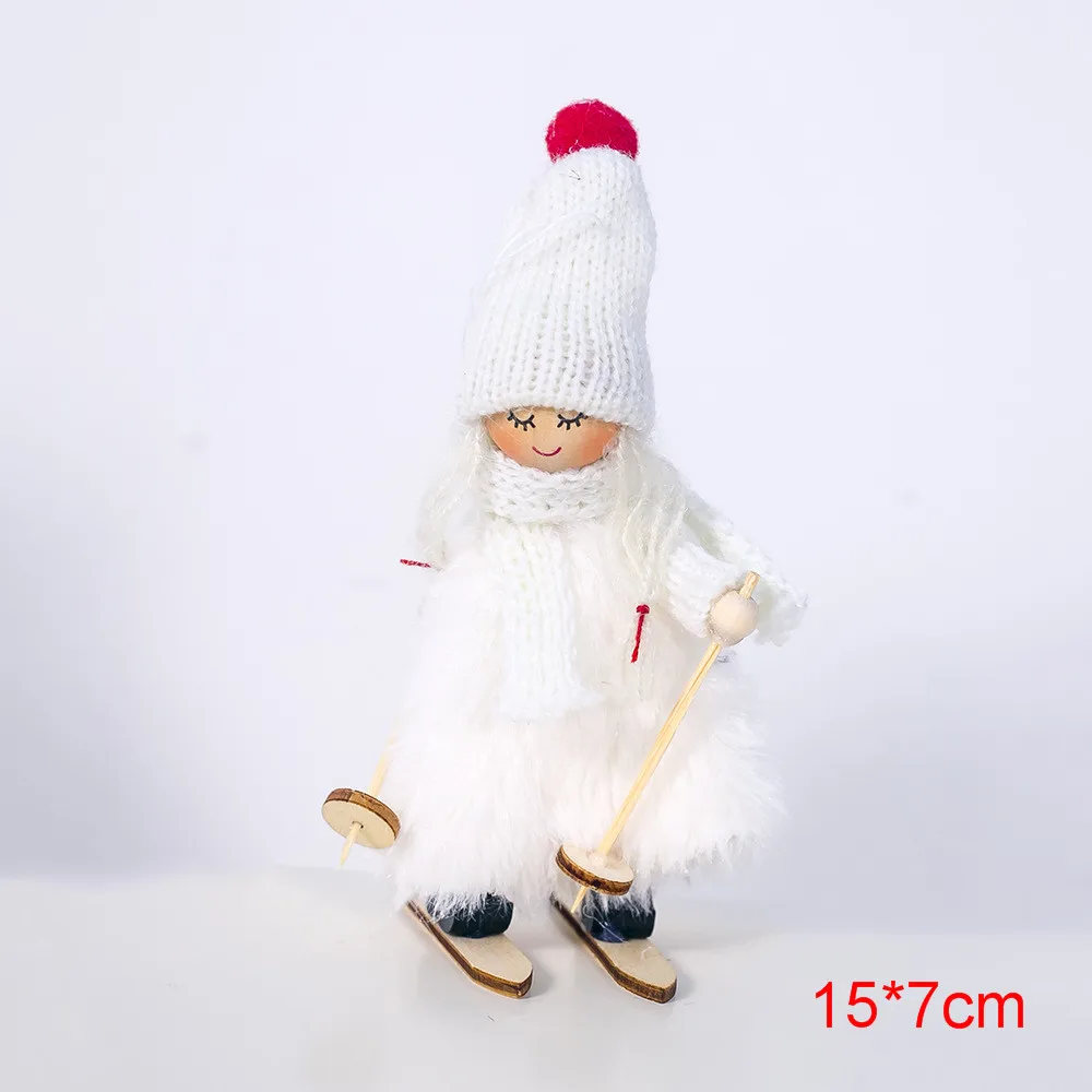 Noel Рождественский Ангел-девочка лыжные плюшевые куклы Рождественская елка орнамент кулон рождественские украшения для дома Новогодний Декор подарки - Цвет: B5 White