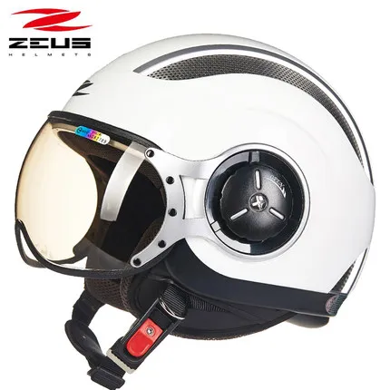 White ZEUS 3/4, женский и мужской мотоциклетный шлем, Ретро шлем, полушлем, шлем для мотокросса, город, дорога-офф, мужские гоночные M-XXL шлемы - Цвет: White