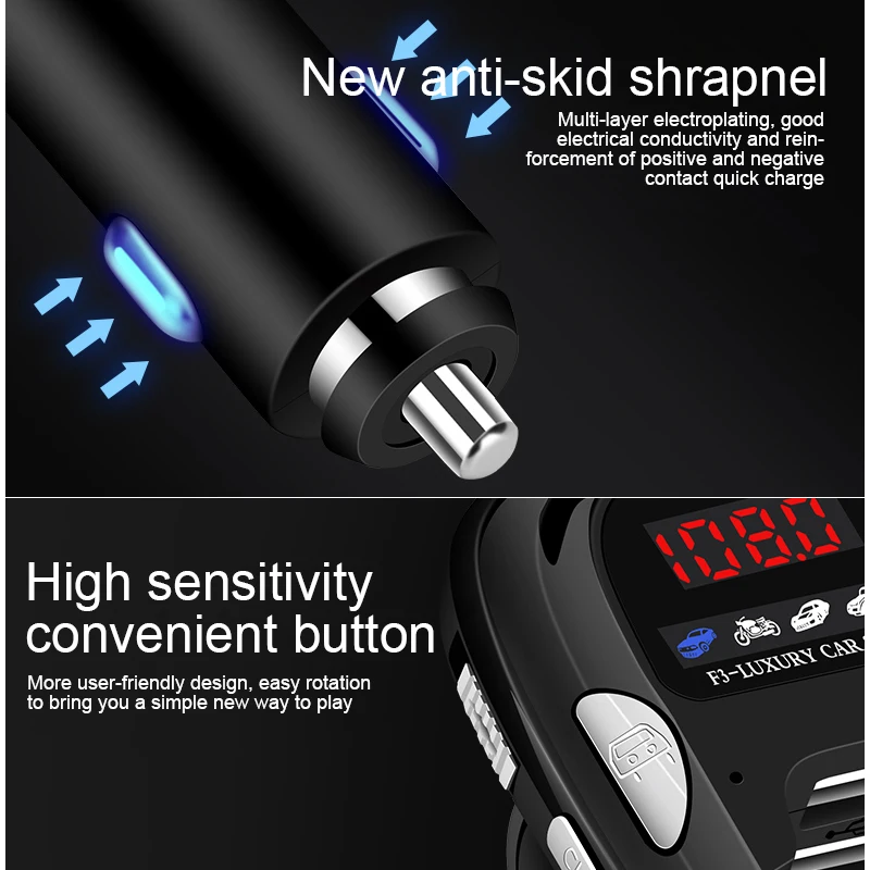 Роскошный автомобильный Bluetooth V5.0 MP3-плеер fm-передатчик громкой связи с 5 В 2.1A двойной USB адаптер питания шумоподавление автомобильный комплект FS