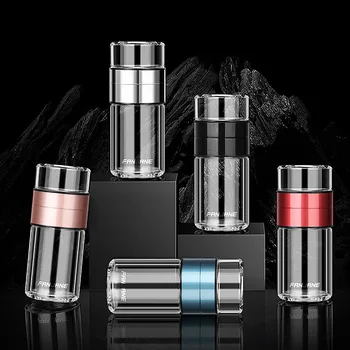 

200ml Glass Water Bottle With Bag High Borosilicate Double Tea Water Bottle Infuser Tumbler Drinkware Smart Bottles hydro flask
