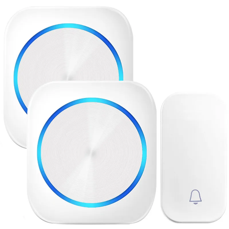 1 button 2 Receiver SMATRUL автономный беспроводной дверной звонок chime call night light no батарея разъем ЕС waterproof 150 M - Цвет: 1 button 2 Receiver