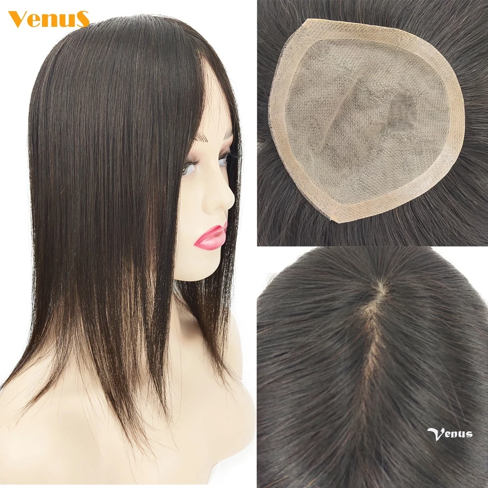 Hand Tied Soft Silk Base Human Hair Overlay 13x15cm Brazilian Virgin Hair Clips In Hair Toupee With 1cm PU Around For Thin Hair