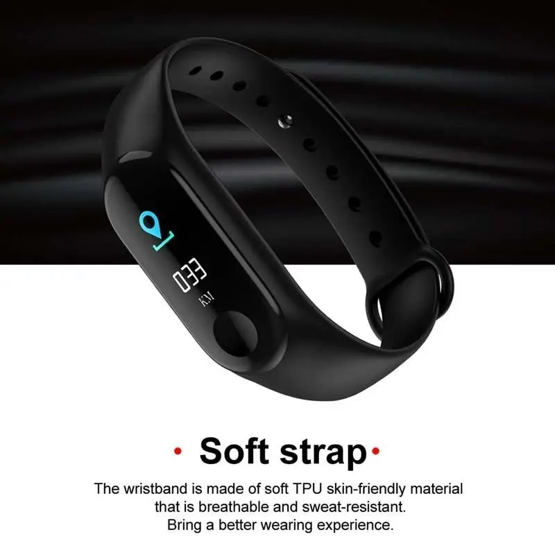 Wearable Waterproof Bluetooth Smart Band Watch Bracelet Wristband Color Screen Fitness Tracker Blood Pressure