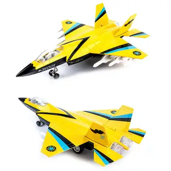 

Simulation Fighter Pull Back Aircraft Alloy Aircraft Model Toy Uttering Sound And Lighting And Force Return Educational Toy